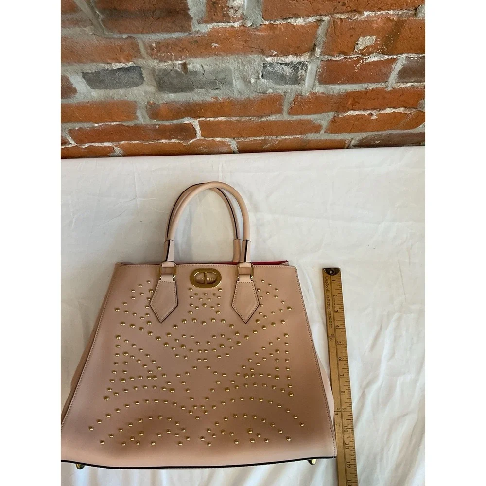 Dee Ocleppo Baby Pink Studded Leather Satchel Handbag Made In Italy NWOT